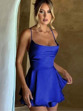Royal Blue Spaghetti Strap Mini Dress
